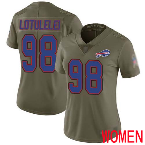 Women Buffalo Bills #98 Star Lotulelei Limited Olive 2017 Salute to Service NFL Jersey